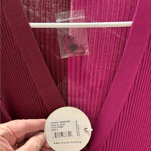 STAUD Pink Ribbed Shoko sweater dress